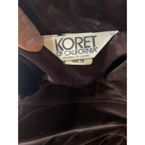 Vintage Size 14 Koret of California Jacket Brown Velvet 2 Button Blazer 70s - Picture 3 of 7